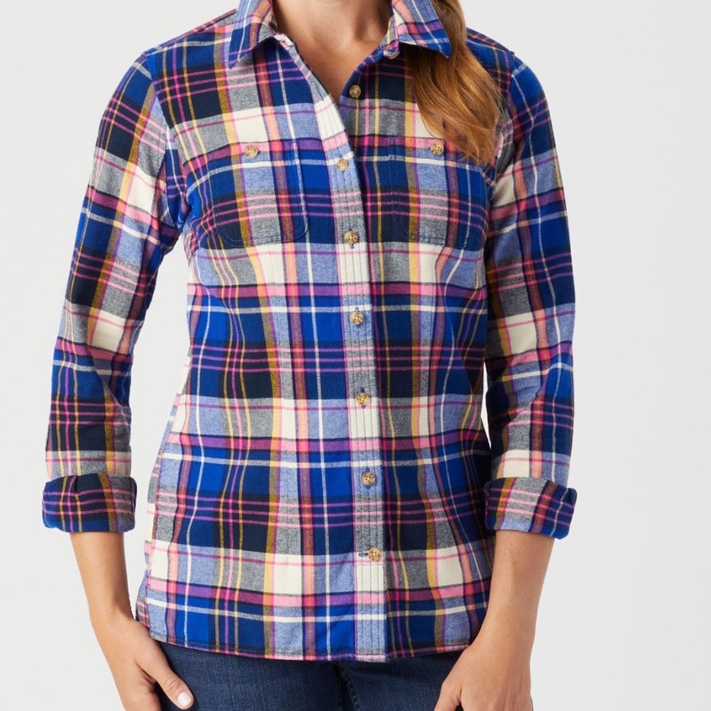 Duluth Trading Co Blue Plaid Button-Down Shirt